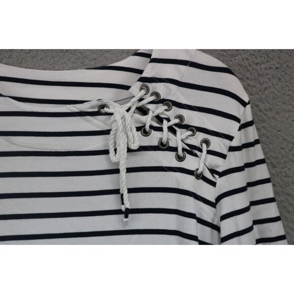 Coolibar-UPF 50+ 3/4 Sleeve Striped Nautical Dress-Medium-Preppy - Picture 5 of 12